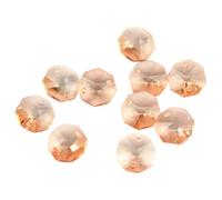 Ayuduots 100pcs 14mm Glass Octagon Beads, 2 Holes Crystal Chandelier Parts Replacement Beads for DIY Home Decoration - Hot Pink