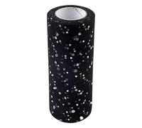 Ayuduots 25yard x 15cm Glitter Sequin Tulle Roll, Spool Ribbon Netting Tulle Fabric for DIY Tutu Skirt Wreaths Gift Wrapping - Black