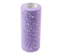 Ayuduots 25yard x 15cm Glitter Sequin Tulle Roll, Spool Ribbon Netting Tulle Fabric for DIY Tutu Skirt Wreaths Gift Wrapping - Light Purple