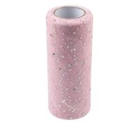 Ayuduots 25yard x 15cm Glitter Sequin Tulle Roll, Spool Ribbon Netting Tulle Fabric for DIY Tutu Skirt Wreaths Gift Wrapping - Pink