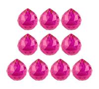 Ayuduots Set of 10 Crystal Glass Faceted Ball, 20mm Feng Shui Prism Prism Suncatcher for Home Party Decoration - Rose Red