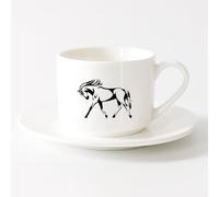 AYUEHBN Ceramic Coffee Cup Horse Mane Mare Beautiful Hooves Tail Animal （6oz/175ml） Stylish & Durable - Microwave & Dishwasher Safe，Sets Tea Cup with Saucers (White)