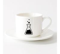 AYUEHBN Ceramic Coffee Cup Laboratory Zone Science Lab School Chemistry Classroom （6oz/175ml） and Microwave-Safe，Sets Tea Cup with Saucers (White)