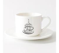 AYUEHBN Ceramic Cup Cake Kitchen Pie Confectionery Bakery Bakehouse （6oz/175ml） Coffee, Tea, Latte, Milk, Cocoa, Juice and Other Hot Drinks，Sets Tea Cup with Saucers (White)