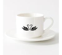 AYUEHBN Ceramic Cup for Home and Office Couple Swans Birds Symbol Love （6oz/175ml） Ceramic Coffee Mug for Cappuccino Tea, Milk,，Sets Tea Cup with Saucers (White)
