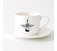 AYUEHBN Ceramic Cup Live Music Rock&Roll Electric Guitar Wings （6oz/175ml） Coffee, Tea, Latte, Milk, Cocoa, Juice and Other Hot Drinks，Sets Tea Cup with Saucers (White)