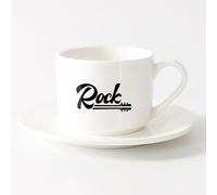 AYUEHBN Ceramic Cups with Handles Abstract Guitar Music Concert Rock Band （6oz/175ml） Office, Home, Café, Dishwasher & Microwave Safe，Sets Tea Cup with Saucers (White)