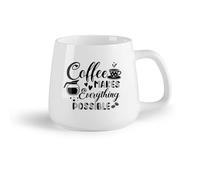 AYUEHBN Ceramic Fruit Cup Ceramic Coffee Mug Coffee Makes Everything Possible Motivation Words Cafe （14oz/400ml Restaurant, Office
