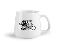AYUEHBN Ceramic Fruit Cup Ceramic Coffee Mug Just Enjoy The Ride Bicycle Cyclist Sports （14oz/400ml Stylish & Durable - Microwave & Dishwasher Safe