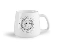 AYUEHBN Ceramic Fruit Cup Ceramic Cup for Home and Office Moon and Sun Stars Flower Face （14oz/400ml Stylish & Durable - Microwave & Dishwasher Safe