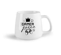 AYUEHBN Ceramic Fruit Cup Ceramic Cup Lettering Gamer Queen Crown Girl Play Room （14oz/400ml for Coffee, Soup, Tea, Milk, Latte, hot Cocoa, Ladies, Men