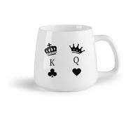 AYUEHBN Ceramic Fruit Cup Ceramic Cups with Handles Crown King Queen Poker Couple Casino Icon （14oz/400ml for Tea, Coffee & Hot Drinks