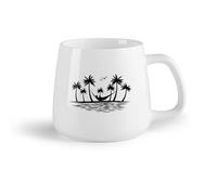 AYUEHBN Ceramic Fruit Cup Coffee and Tea Cups Island Palm Tree Birds Hammock Hawaii Beach Style （14oz/400ml for Milk Tea Cola Water