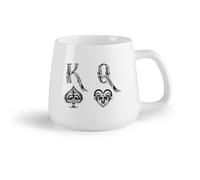 AYUEHBN Ceramic Fruit Cup Coffee Cup King of Spades Queen of Hearts Playing Cards Symbols （14oz/400ml Stylish & Durable - Microwave & Dishwasher Safe