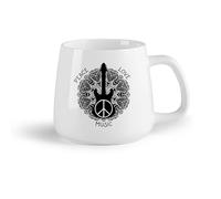 AYUEHBN Ceramic Fruit Cup Coffee Mugs Tea Coffee Mug Cups Hippie Peace Love Guitar Music （14oz/400ml Dishwasher Microwave Safe,for Office and Home