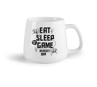 AYUEHBN Ceramic Fruit Cup Durable Mugs Eat Sleep Game Repeat Play Joystick Gaming Room （14oz/400ml Humorous Gift for Coffee Lovers, Work Besties, Coworkers & Friends