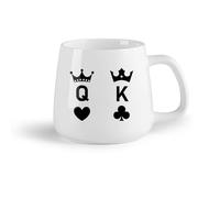 AYUEHBN Ceramic Fruit Cup Durable Mugs Playing Cards Crown King Queen Poker Couple （14oz/400ml Humorous Gift for Coffee Lovers, Work Besties, Coworkers & Friends