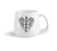 AYUEHBN Ceramic Fruit Cup Home and Office Mugs Angel Wings Word Feathers Symbol （14oz/400ml Coffee, Tea, Latte, Milk, Cocoa, Juice and Other Hot Drinks