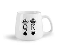 AYUEHBN Ceramic Fruit Cup Home and Office Mugs King and Queen Playing Cards Crown Heart （14oz/400ml Cappuccino, Latte Macchiato, Tea, Espresso