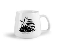 AYUEHBN Ceramic Fruit Cup Hot Chocolate Cups Lotus Flower Stones Spa Massage Beauty Relax （14oz/400ml Ceramic Coffee Mug for Cappuccino Tea, Milk,