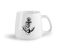 AYUEHBN Ceramic Fruit Cup Large Mugs for Hot Drinks Anchor Sea Ocean Bird Swallow Marine （14oz/400ml Cappuccino, Latte Macchiato, Tea, Espresso