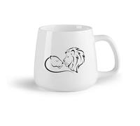 AYUEHBN Ceramic Fruit Cup Large Mugs for Hot Drinks King and Queen Lions Heart Shape Animals （14oz/400ml Ideal for Home & Office Use
