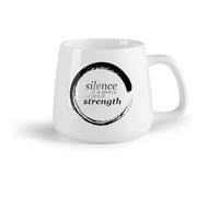 AYUEHBN Ceramic Fruit Cup Mug - Ceramic Buddha Enso Silence is A Source of Great Strength Quotes （14oz/400ml for Home and Office