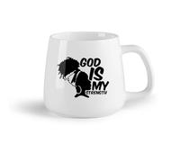 AYUEHBN Ceramic Fruit Cup Mug, Coffee/Tea Cup Africa God is My Strength Afro Girl African Woman （14oz/400ml for Milk Tea Cola Water