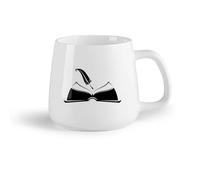 AYUEHBN Ceramic Fruit Cup Mug, Coffee/Tea Cup Open Book Pen Write a Manuscript Bookstore （14oz/400ml Cappuccino, Latte Macchiato, Tea, Espresso