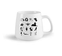 AYUEHBN Ceramic Fruit Cup Novelty Ceramic Cup Cartoon Symbols Ancient Egypt God Pharaoh Cleopatra Queen （14oz/400ml Nice Xmas Gift