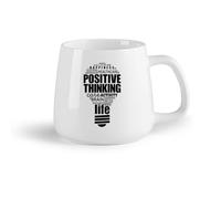 AYUEHBN Ceramic Fruit Cup Novelty Ceramic Cup Positive Thinking Inspirational Words Lightbulb Happiness （14oz/400ml Restaurant, Office