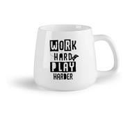 AYUEHBN Ceramic Fruit Cup Personalised Mugs Gamer Quote Video Game Work Hard Play Harder （14oz/400ml Cappuccino, Latte Macchiato, Tea, Espresso