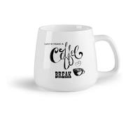 AYUEHBN Ceramic Fruit Cup Porcelain Cups Let's Take Coffee Break Cafe Quote Coffee Cup （14oz/400ml for Coffee, Soup, Tea, Milk, Latte, hot Cocoa, Ladies, Men