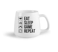 AYUEHBN Ceramic Fruit Cup Stoneware Cups for Coffee, Tea, Eat Sleep Game Repeat Gamer （14oz/400ml Humorous Gift for Coffee Lovers, Work Besties, Coworkers & Friends