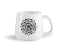 AYUEHBN Ceramic Fruit Cup Stylish Coffee Mug Mandala Flowers Mediation Balance Yoga Studio Om （14oz/400ml for Tea, Hot Chocolate