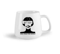 AYUEHBN Ceramic Fruit Cup Stylish Tea and Coffee Cups Woman Lettering Phrase Girl Power Word （14oz/400ml for Milk Tea Cola Water