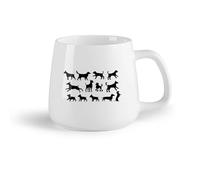AYUEHBN Ceramic Fruit Cup Tea and Coffee Cups Pet Set Dogs Silhouette Shepherd Dachshund Poodle Pit Bull （14oz/400ml Dishwasher Safe