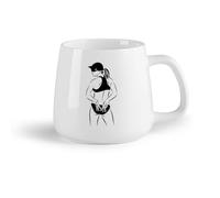 AYUEHBN Ceramic Fruit Cup Tea, Coffee and Hot Chocolate Cups Volleyball Girl Word Sport （14oz/400ml Dishwasher Microwave Safe,for Office and Home