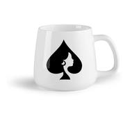 AYUEHBN Ceramic Fruit Cup White Ceramic Coffee Mugs Queen of Spades Playing Cards Poker （14oz/400ml Cappuccino, Latte Macchiato, Tea, Espresso