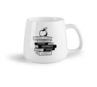 AYUEHBN Ceramic Fruit Cup White Mugs Library Geography Literature Biology Books Apple （14oz/400ml Coffee, Tea, Latte, Milk, Cocoa, Juice and Other Hot Drinks