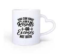 AYUEHBN Ceramic Heart-Shaped handleCeramic Coffee Cup You Can Have Results Or Excuses Not Both Motivation Lettering Words Gymnastics 11oz/320ml and Microwave-Safe