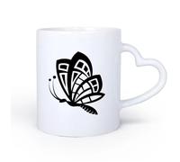 AYUEHBN Ceramic Heart-Shaped handleCeramic Coffee Mug Butterfly Animals Insects Flower Patterns Wings Flying 11oz/320ml Dishwasher Safe