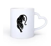 AYUEHBN Ceramic Heart-Shaped handleCeramic Cup Panther Wild Cat Jungle Tribal Animal Predator 11oz/320ml for Coffee, Soup, Tea, Milk, Latte, hot Cocoa, Ladies, Men