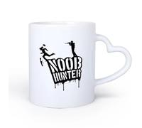 AYUEHBN Ceramic Heart-Shaped handleCeramic Cups with Handles Gamer Shooting Video Game Noob Hunter 11oz/320ml Office, Home, Café, Dishwasher & Microwave Safe