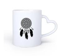 AYUEHBN Ceramic Heart-Shaped handleCeramic Drinkware for Home Dreamcatcher Amulet Dream Catcher 11oz/320ml Cappuccino, Latte Macchiato, Tea, Espresso