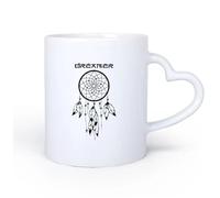 AYUEHBN Ceramic Heart-Shaped handleCeramic Drinkware for Home Dreamcatcher Dream Catcher Ornament 11oz/320ml Cappuccino, Latte Macchiato, Tea, Espresso