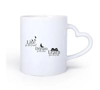 AYUEHBN Ceramic Heart-Shaped handleCeramic Drinkware for Home Live Dream Learn Book Words Quote 11oz/320ml Ceramic Coffee Mug for Cappuccino Tea, Milk,