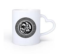 AYUEHBN Ceramic Heart-Shaped handleCeramic Mug Cup Circle Fantasy Chinese Dragon Head Asian Style 11oz/320ml Cappuccino, Latte Macchiato, Tea, Espresso