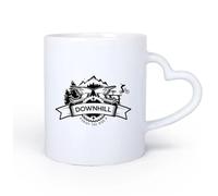 AYUEHBN Ceramic Heart-Shaped handleCeramic Mug Cup Downhill Mountain Biking Enjoy The Ride Bicycle Emblem 11oz/320ml for Tea, Coffee & Hot Drinks