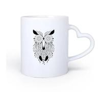 AYUEHBN Ceramic Heart-Shaped handleCeramic Mug Gift Box Latte Mug with Handle Owl Feathers Dream Catcher 11oz/320ml Dishwasher and Microwave Safe